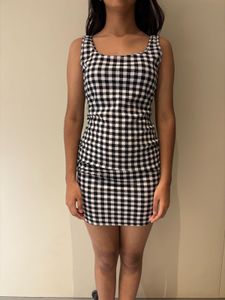 Black and White Gingham Mini Dress