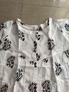 White Block Print Kurta