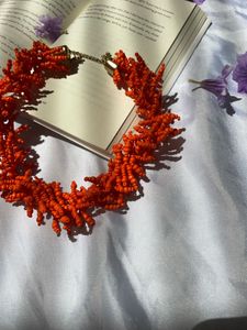 beach unique y2k Orange Beaded Choker Necklace