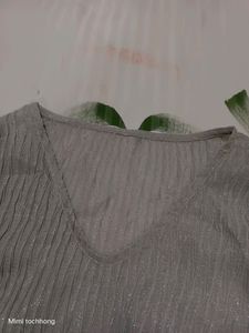 See Through Shimmer Grey Top