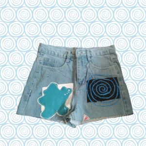 Denim Shorts With Arts