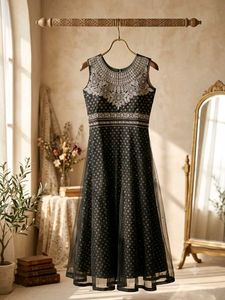 Elegant Black Embellished Ethnic Gown