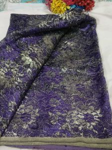 Elegant Purple Lace Saree with.blouse