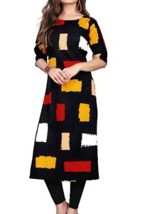 Stylish Black Kurta with Abstract Print