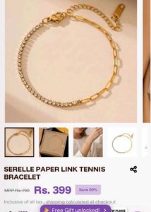 Salty Paper Link Tennis Bracelet Gold