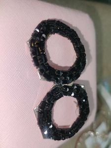 Sparkling Black Crystal Hoop Earrings