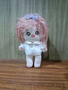 Cute Plush Doll with Pink Hair
