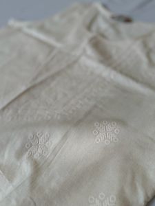 Elegant Cream Kurta and Grey Pants Set