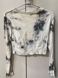 Tie-Dye Ribbed Long Sleeve Crop Top