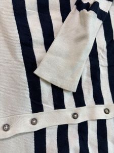 M&amp;S Navy &amp; White Striped Top