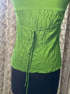 Green Lace Neckline Top