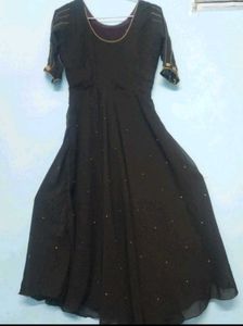 Elegant Embroidered Black Gown