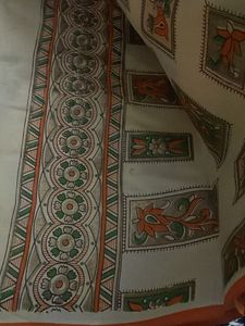 Cream Saree with ethnic Print