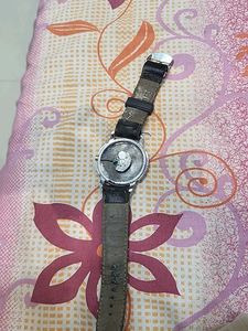 Classic Black Leather Strap Watch