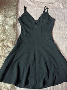 Sleek Black V-Neck Fit & Flare Dress
