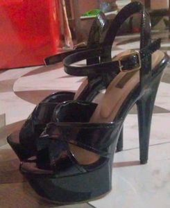 Black Patent Platform Stiletto Heels