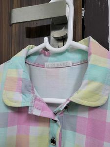 Pastel Checkered Cropped Polo Top