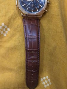 Men's Meridian Gold Watch with Brown Strap