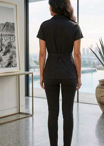 Chic Black Belted Utility Jacket
