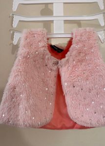 Sparkly Pink Faux Fur Vest