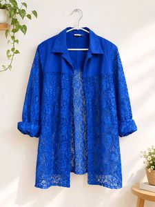 Cobalt Blue Lace Kimono Jacket