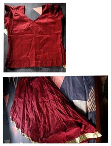 attached inner Elegant Maroon Lehenga Choli Set