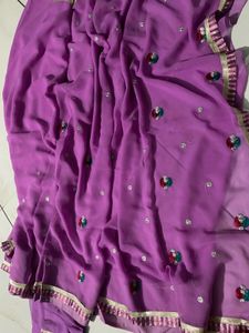 Beautiful Lavender Embroidered Saree