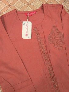 Avaasa Medium Dusty Pink Embellished Straight Kurt