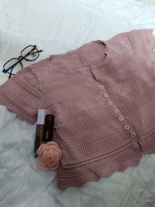 Charming Pink Knitted Cardigan