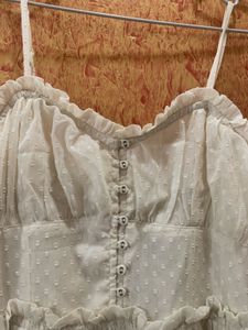 Cream Swiss Dot Maxi Dress