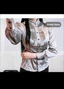 Imported Satin Fitted top With Belt