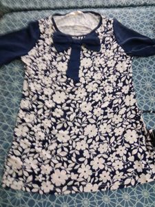 Navy Floral Print Top