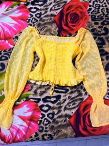 Chic Yellow Puff Sleeve Top