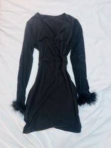 Feather Trim bodycon dress