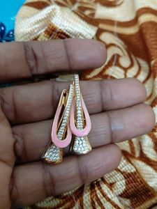 Elegant Pink & Crystal Drop Earrings