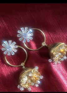 Yellow Floral Jhumka Earrings
