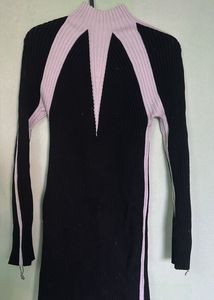Ribbed Black &amp; Lavender Dress