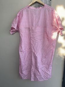 Pink Printed V-Neck Kurta