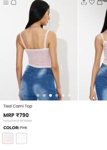 Pink Lace Trim Cami Top S size