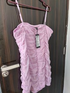 Sheer Ruched Mini Dress