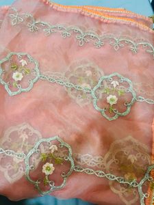 Elegant Peach Embroidered Dupatta