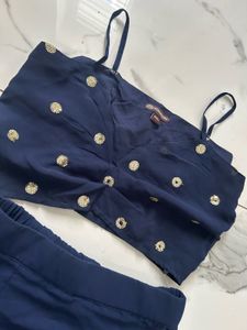 Navy Ethnic Co ord set With Jacket