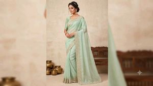 Elegant Light Green Embroidered Saree
