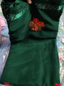 Elegant Green Embroidered Saree