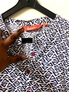 Geometric Print Button-Up Shirt
