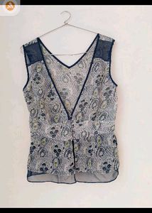Sheer Paisley Print Sleeveless Top
