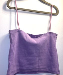 Purple Ribbed Crop Top