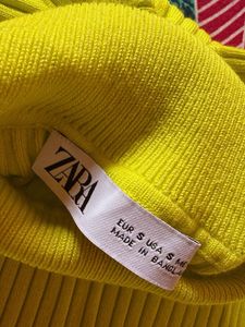 Ribbed Yellow Turtleneck Top