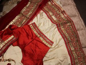 Red &amp; Gold Embellished Lehenga Set