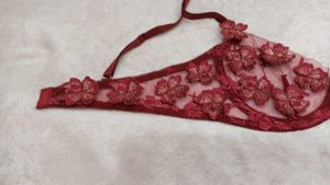 Sheer Red Floral Bra